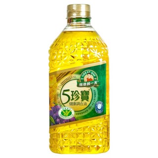 得意的一天 五珍寶健康調合油, 含不飽和脂肪酸，油質清爽，煎煮炒炸皆宜，料理好幫手，回流蓋設計，使用方便, 2L, 1瓶