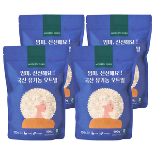 모던구루 엄마 신선해요 국산 유기농 오트밀, 500g, 4개