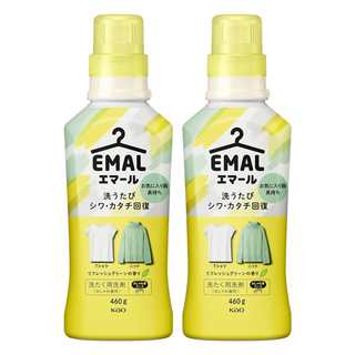 Kao 花王 EMAL 精致洗 精緻衣物專用香氛洗衣精 植物清香 黃色, 460g, 2瓶