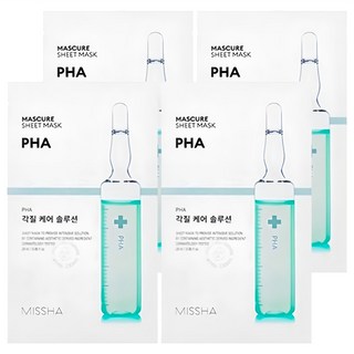 MISSHA Mascure 角質護理PHA 面膜 溫和去除角質 保濕修護 提亮膚色, 4片, 1入
