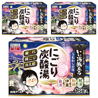 白元 名湯之旅 魅力之夜碳酸浴 藍色16錠 碳酸溫泉 舒緩疲勞 肩頸僵硬, 720g, 3盒