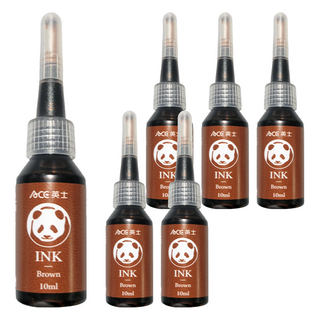 ACE 英士 丸筆補充液 墨水 10cc, 棕色, 6瓶
