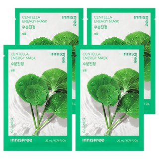 INNISFREE 我的真萃能量面膜 積雪草, 舒緩鎮靜, 水分鎮靜, 1片, 4片