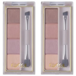 日本 excel 四色眉粉盤 #EP04, 冬季紫紅, 2件