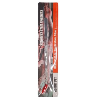 NOMOY PET 不鏽鋼爬蟲餵食彎頭鑷子 30cm, 1個, 銀色