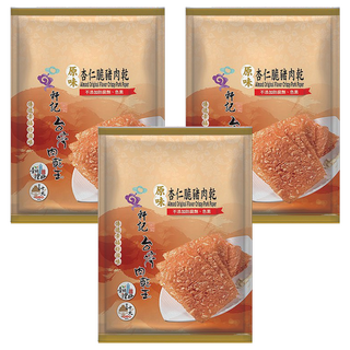 軒記台灣肉乾王 原味杏仁脆豬肉乾,不添加防腐劑、色素, 100g, 3包