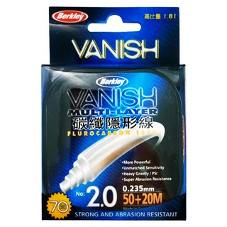 Berkley 貝克力 New VANISH 專業碳線 碳纖線 隱形 海釣 船釣 70M, 1盒, 透明