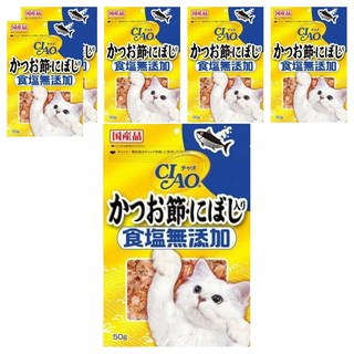 INABA CIAO 啾嚕 無鹽鰹魚片 日本國產品, 鰹魚柴魚片+沙丁魚, 50g, 6包