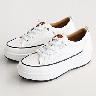 dangolunni 女款輕量增高厚底鬆緊帶Cueez皮革運動鞋