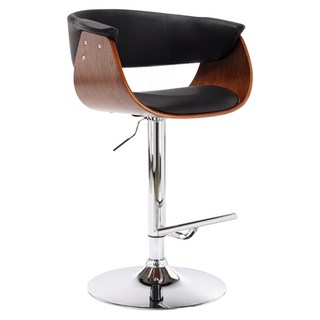 E-home Trista翠絲塔曲木吧檯椅 PU皮椅面 防水易於清潔, 黑色, 1個