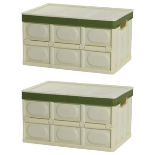 小麥購物 可折疊家居雜物收納箱 L2375 56L, 2個, 抹茶綠