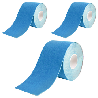 Flowers 花芊 肌肉運動膠帶 肌內效貼布 藍色 運動防護 彈性透氣, 3捲, 1入