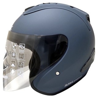 普通型露臉式機車防護頭盔 R3-A6 含一層護目鏡, 消光閃藍色