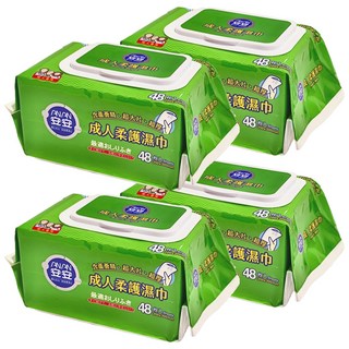 安安 成人柔護濕巾, 含蘆薈精華, 超大片超厚, 48枚入, 48張, 4包
