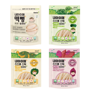 Naeiae 蔬菜米棒組, 糙米口味 + 紫薯口味 + 南瓜口味 + 花椰菜口味, 120g, 1組