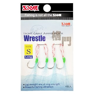 SAME 莎美 格鬥微鐵單鉤 Jig Assist Hook Long 輕量高強度, S, 4入, 1包