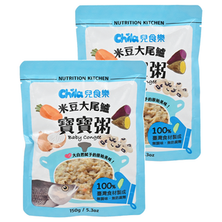 Chila 兒食樂 寶寶粥, 米豆大尾鱸口味, 嚴選台灣食材, 無添加人工香料、色素, 含紅藜麥, 2包, 150g
