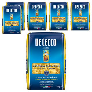 DE CECCO 得科 義大利麵 貝殼麵 N.50, 義大利第一品牌, 採用高品質杜蘭小麥粉製成, 外觀特殊、口感彈牙, 250g, 6包