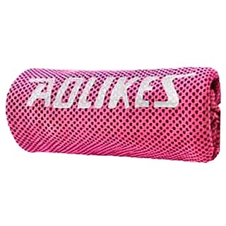 AOLIKES 奧力克斯 冷感運動吸汗巾 40*24cm 滌綸 單人 健身 跑步 瑜伽, 玫紅色, 1個