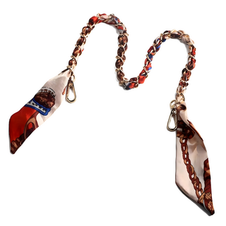 Timo 復古絲巾金屬編織手機短掛鍊 約585x42x16mm, 復古橘, 1條