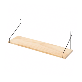 北歐風簡約層板壁掛架 一字層板架 鐵藝木質, L, 原木色, 1層