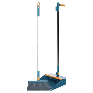 摺疊站立式掃把組 PP + 不鏽鋼材質 卡扣設計, 1組, 藍綠