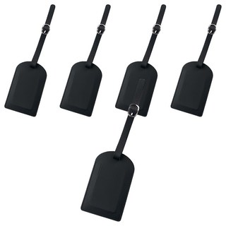 葉子小舖 皮革行李吊牌,黑色 - 時尚旅行配件，保護個人資訊, 5個