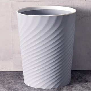 Life+ 北歐ins風 創意時尚波紋壓圈無蓋垃圾桶 10L, 22.5 x 28.5 x 18.5cm, 質感灰
