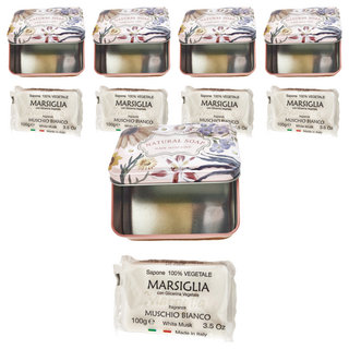 康汰 義翠莉 甘油馬賽皂 白麝香 鐵盒裝, 100g 義大利製, 5組