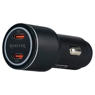 RONEVER PD雙孔車用充電器 60W 27 x 27 x 65mm 31g, PE023, 黑色