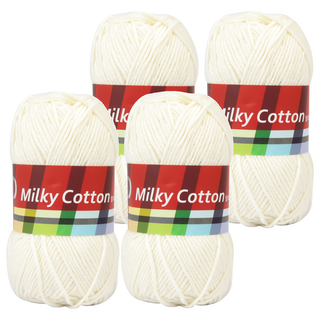 brandyarn Milky Cotton Red系列 棉混紡針織線, 香草色 50公克 2捲, 4捲