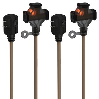 SUN JAKE 永旭電工 3插座耐熱動力軟線 F型平貼式插頭 狹小空間也適用, 4.5m, 沙色, 2條