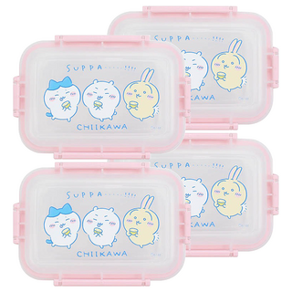 Chiikawa 吉伊卡哇 鮮扣長方保鮮盒,粉紅色 900ml,4個