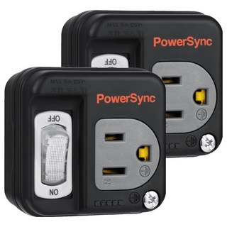 PowerSync 群加 3P轉2P開關壁插 TC1300, 黑色, 2個, 5.8cm