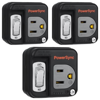 PowerSync 群加 3P轉2P開關壁插 TC1300, 黑色, 3個, 5.8cm