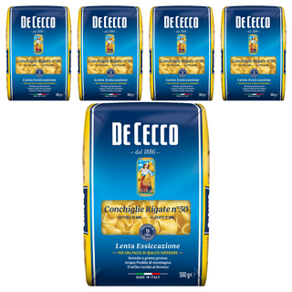DE CECCO 得科 義大利麵 貝殼麵 N.50, 義大利第一品牌, 採用高品質杜蘭小麥粉製成, 外觀特殊、口感彈牙, 250g, 5包