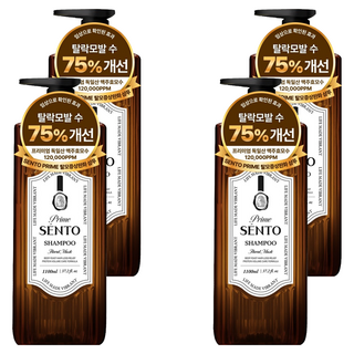 SENTO Prime 12萬PPM啤酒酵母緩解掉髮蛋白質頭皮護理豐盈洗髮精 花香麝香, 4個, 1.1L