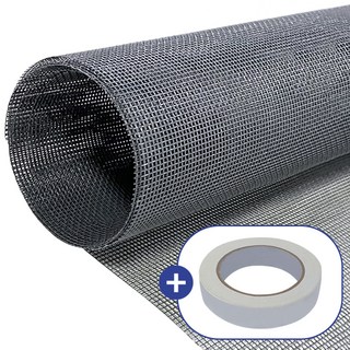 QUECHUNG 一般紗窗 16 x 18 網格 灰色 + 雙面膠帶組, 1套
