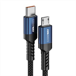 CODEWAY USB C to Micro 5針充電線 高速傳輸, 藍色, 0.5m, 1條