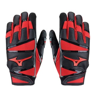 Mizuno 美津濃 303 羊皮打擊手套 1ETEA43362, 黑紅色, 1雙
