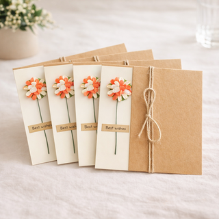 유나우라 플라워 감사 카드 + 봉투 세트 17 x 12 cm, 카네이션, 4세트