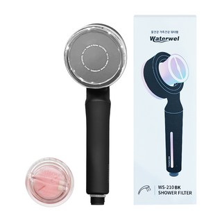 워터웰 비타민 캡슐필터 샤워기+ 피치캡슐필터 세트, 1개, 블랙