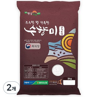 수향미 골든퀸 3호 백미, 특등급, 3kg, 2개