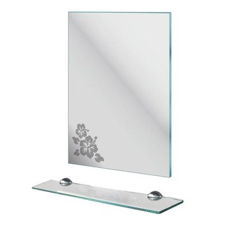花邊噴砂除霧鏡附平台 簡約安裝, 銀色 + 透明色