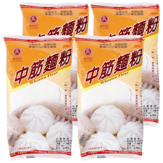 義峰食品 中筋麵粉 500g, 適合多種中式料理製作, 可用於製作麵條、饅頭、包子等家庭麵點, 內含維生素C, 小包裝方便保存, 4包