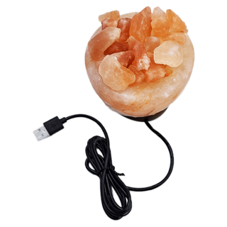 LED鹽晶聚寶盆, 七彩色, USB迷你鹽燈