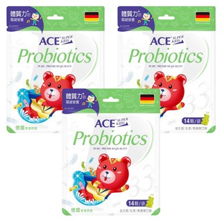 ACE SUPER KIDS 33億 益生菌軟糖, 青蘋果口味, 德國進口, 無人工色素/香料/防腐劑, 39.2g, 3袋