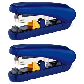 PLUS 普樂士 艷彩双排平針訂書機 ST-010XH 7段裝訂深度調節 100枚大容量 節省30%文件堆疊高度, 藍色, 2個