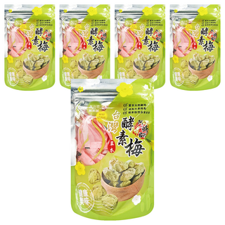 晨一 阿蜂師 台灣酵素梅 200g 富含天然纖維 添加水果酵素 綠茶粉兒茶素多多, 5袋