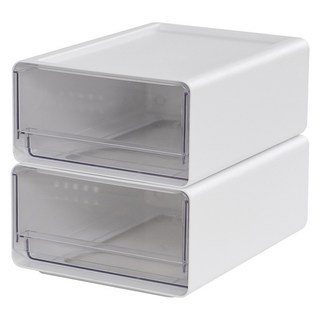 CASAMARU 多用途食品儲藏室堆疊抽屜櫃 小型, 白色, 2個